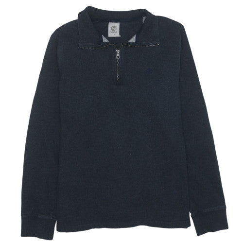 Timberland Men's Blue 1/4 Zip Cotton Fleece Sweatshirt Size L