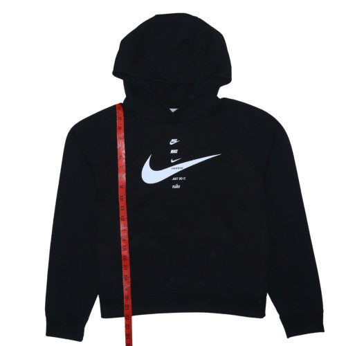 Nike Womens Black Large Pullover Hoodie with Logo Print