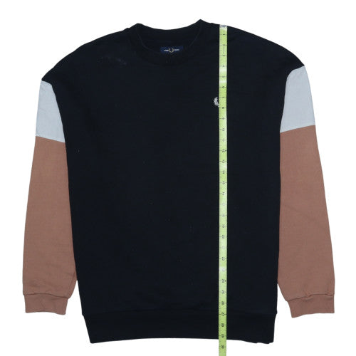 Fred Perry Men's Black Colourblock Crew Neck Sweatshirt L