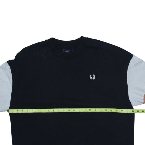 Fred Perry Men's Black Colourblock Crew Neck Sweatshirt L