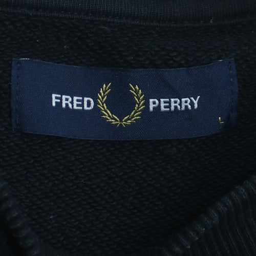 Fred Perry Men's Black Colourblock Crew Neck Sweatshirt L