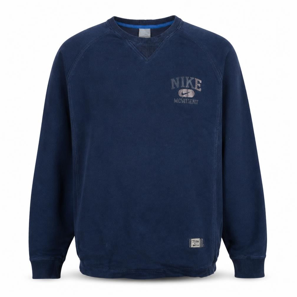 Front view of Nike Men's Navy Blue Crew Neck Sweatshirt XL Cotton Blend