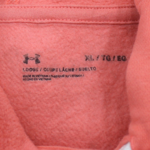 Under Armour Womens Coral XL Pullover Hoodie Logo Fleece Sweatshirt