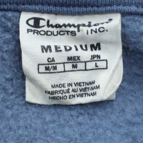 Champion Men's Blue Henley Sweatshirt Long Sleeve Medium