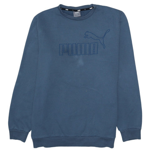 Puma Men's Blue Crew Neck Logo Sweatshirt Size L Regular Fit