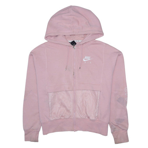 Nike Women Pink Full Zip Hoodie Air Logo Medium Cotton Blend
