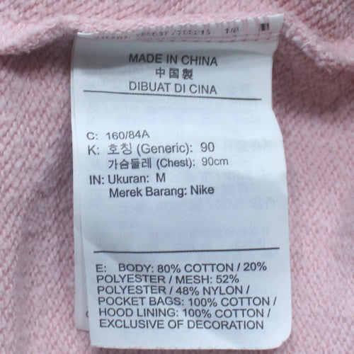 Nike Women Pink Full Zip Hoodie Air Logo Medium Cotton Blend