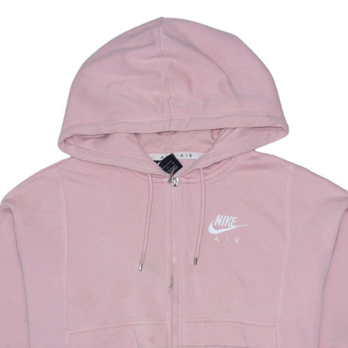 Nike Women Pink Full Zip Hoodie Air Logo Medium Cotton Blend