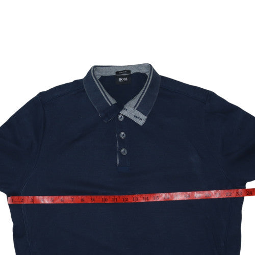 Hugo Boss Men’s Blue Collared Henley Sweatshirt XL Regular Fit