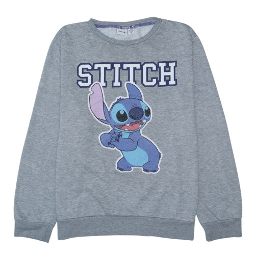 Disney Womens Grey Stitch Sweatshirt L 14/16 Crew Neck Pullover