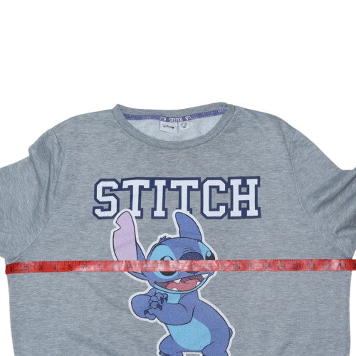 Disney Womens Grey Stitch Sweatshirt L 14/16 Crew Neck Pullover