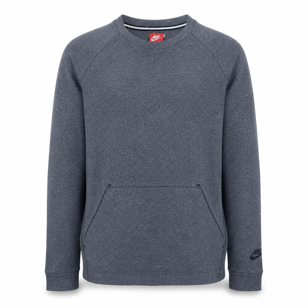 Front view of Nike Men's Grey Small Pullover Sweatshirt with Logo Pocket