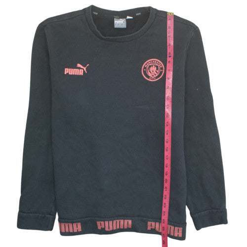 Puma Men's Black Manchester City Crew Neck Sweatshirt L Graphic Logo