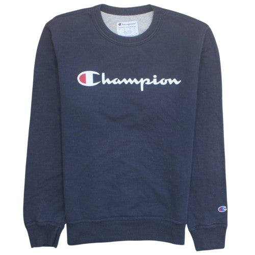 Champion Men's Blue Crew Neck Logo Sweatshirt Size S Regular Fit