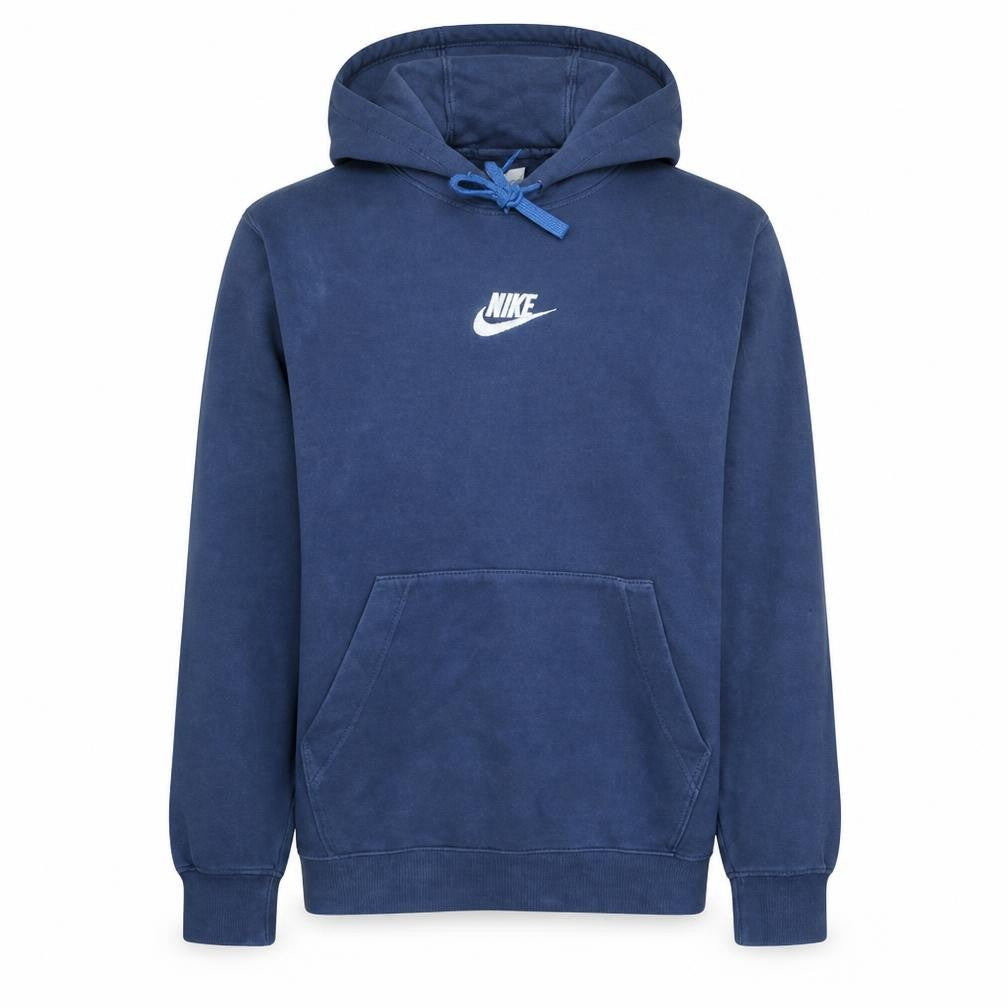 Front view of Nike Men's Blue Pullover Hoodie Small Logo Sports Fleece