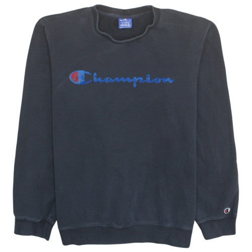 Champion Womens Black XL Pullover Sweatshirt Crew Neck Logo Casual