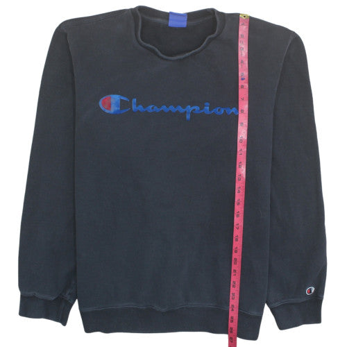 Champion Womens Black XL Pullover Sweatshirt Crew Neck Logo Casual