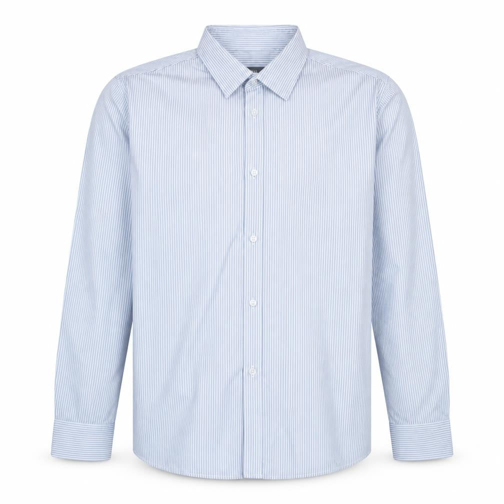Front view of BOSS Men's Blue Striped Regular Fit Long Sleeve Button-Up Shirt 16