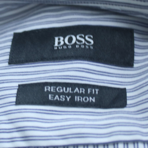 BOSS Men's Blue Striped Regular Fit Long Sleeve Button-Up Shirt 16