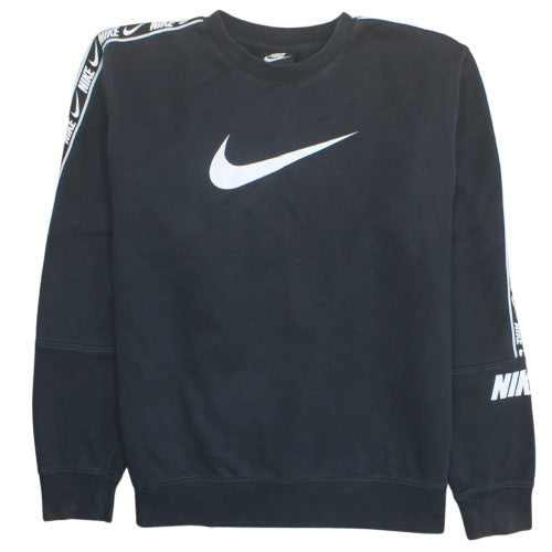 Nike Women Black M Standard Fit Logo Crew Neck Sweatshirt