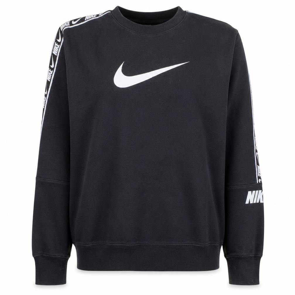 Front view of Nike Women Black M Standard Fit Logo Crew Neck Sweatshirt