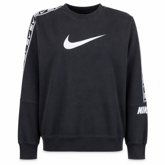 Front view of Nike Women Black M Standard Fit Logo Crew Neck Sweatshirt