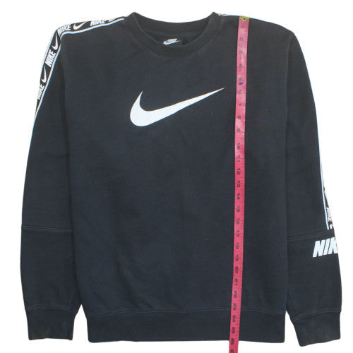 Nike Women Black M Standard Fit Logo Crew Neck Sweatshirt