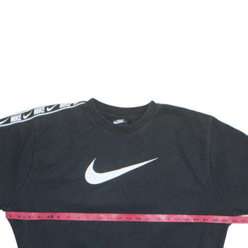 Nike Women Black M Standard Fit Logo Crew Neck Sweatshirt