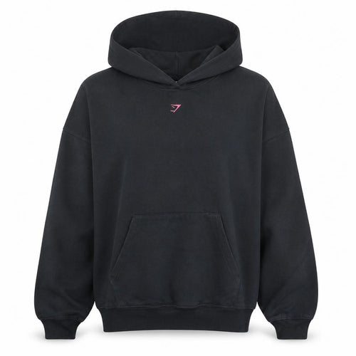 Gymshark Womens Black XXL Pullover Hoodie with Logo Graphic Print