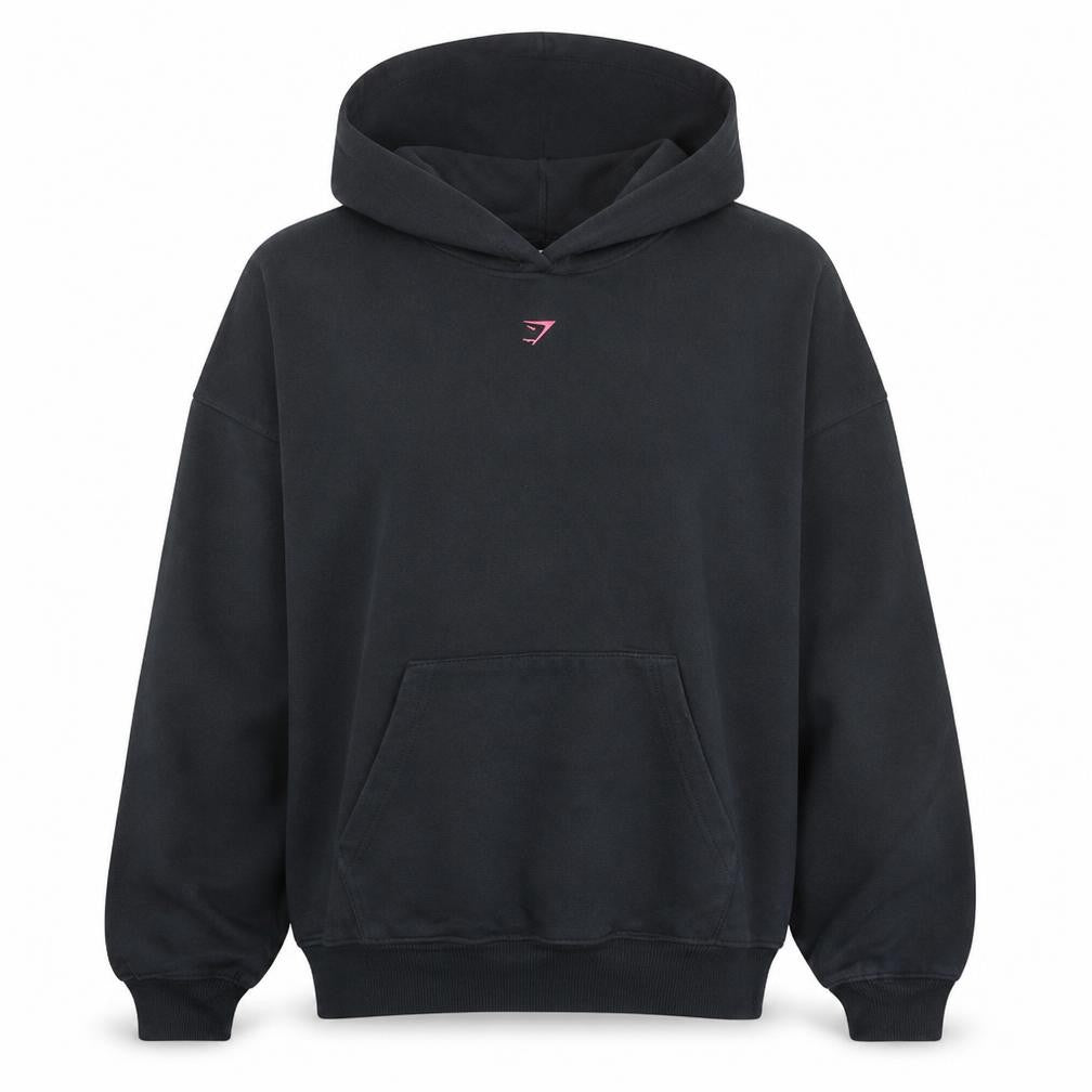 Gymshark Womens Black XXL Pullover Hoodie with Logo Graphic Print