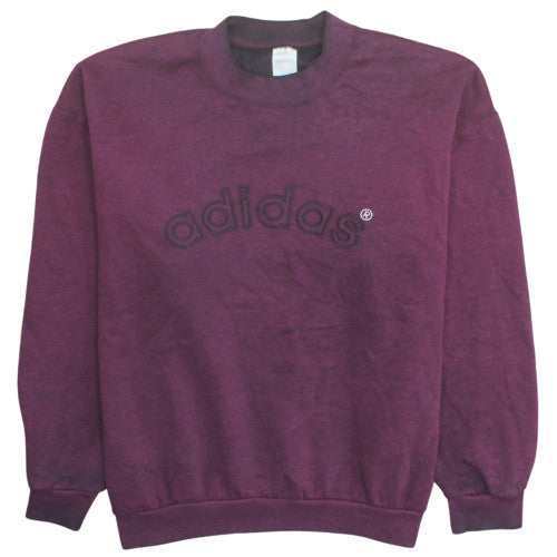 Adidas Mens Purple Crew Neck Logo Sweatshirt L Vintage Pullover