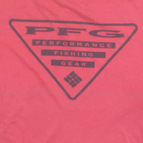 Columbia Men's Red XL PFG Cotton Crew Neck Short Sleeve T-Shirt