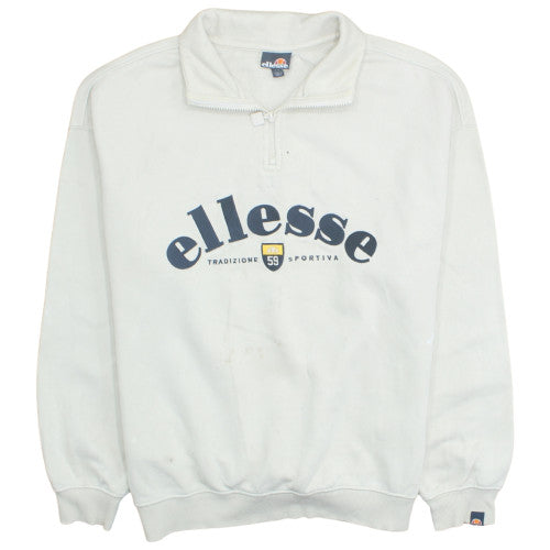 Ellesse Womens Beige 1/4 Zip Pullover Sweatshirt UK M