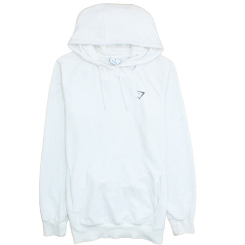 Gymshark Women White Pullover Hoodie M Cotton Blend Activewear