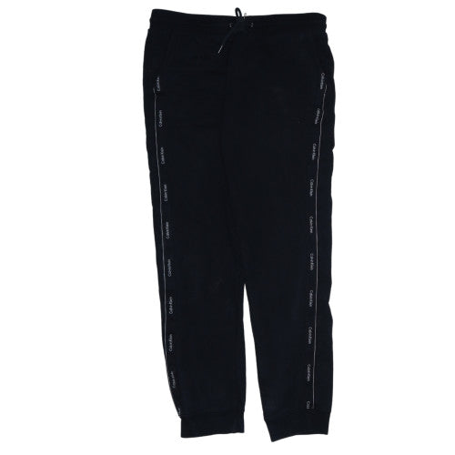 Calvin Klein Men's Black Jogger Trousers Size L Fleece Tapered Fit