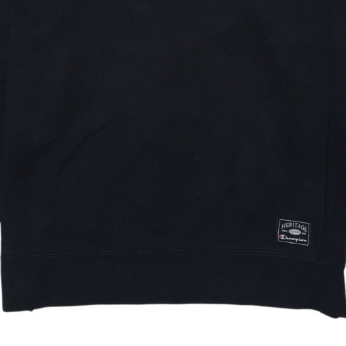 Champion Mens Black L Pullover Sweatshirt Embroidered Logo