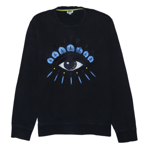Kenzo Men’s Black Embroidered Eye Sweatshirt L Pullover Crew Neck