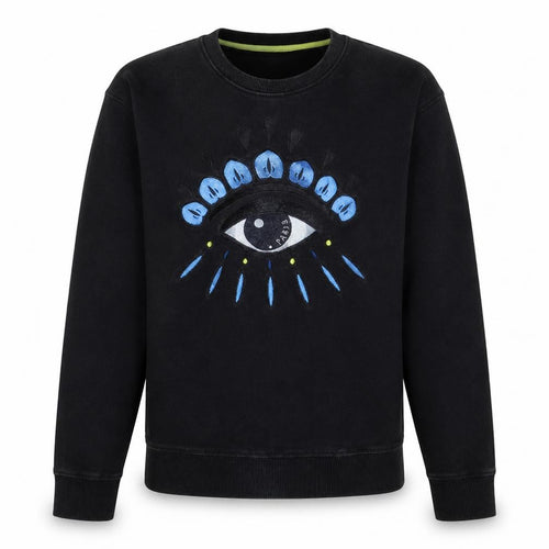 Kenzo Men’s Black Embroidered Eye Sweatshirt L Pullover Crew Neck