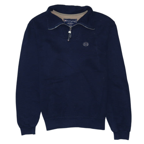 Champion Men's Blue 1/4 Zip Logo Sweatshirt Size S