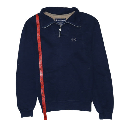 Champion Men's Blue 1/4 Zip Logo Sweatshirt Size S