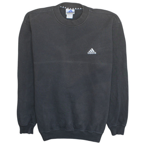 Adidas Mens Black Pullover Sweatshirt L Crew Neck Fleece Logo Sportswear