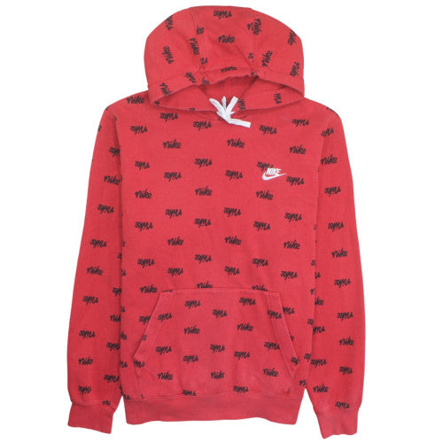 Nike Men's Red Logo Pullover Hoodie Size L Fleece Sportswear