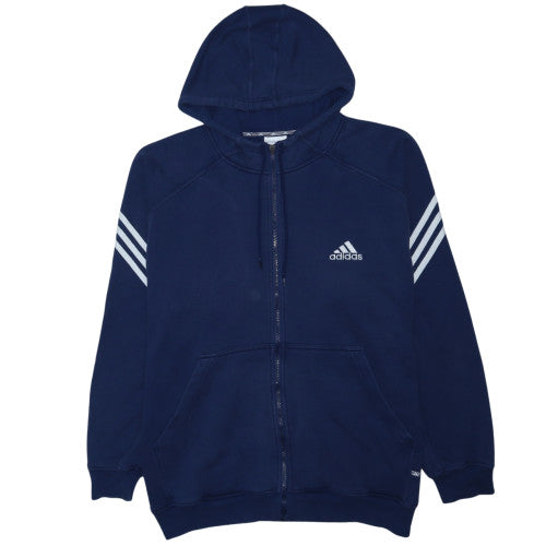 Adidas Men’s Blue Full Zip Hoodie L Sports Fleece Sweatshirt