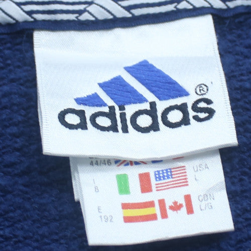 Adidas Men’s Blue Full Zip Hoodie L Sports Fleece Sweatshirt