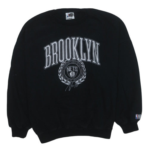 NBA Brooklyn Nets Men's Black Sweatshirt Medium Embroidered Pullover
