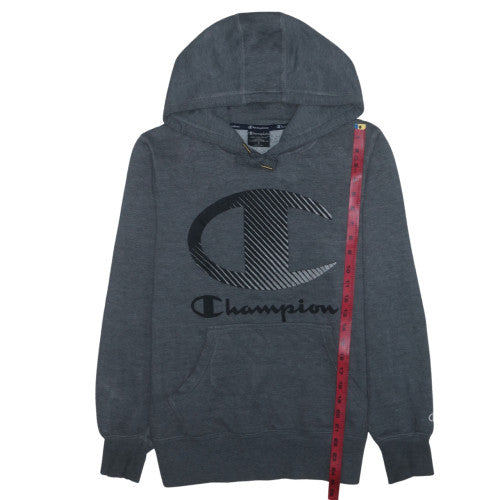 Champion Men's Grey Pullover Hoodie Small Graphic Logo Cotton Blend