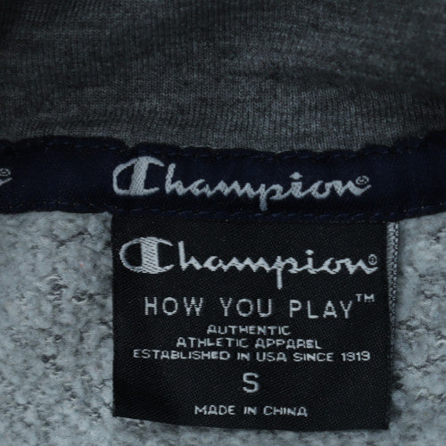 Champion Men's Grey Pullover Hoodie Small Graphic Logo Cotton Blend