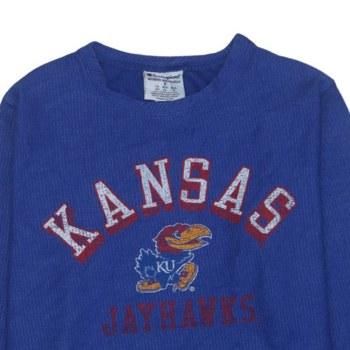 Champion Mens Blue Kansas Jayhawks Pullover Sweatshirt Size S