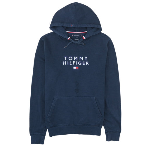 Tommy Hilfiger Men’s Blue Embroidered Logo Pullover Hoodie M