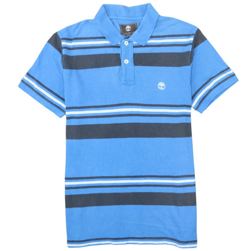 Timberland Men's Blue Striped XL Regular Fit Cotton Polo Shirt